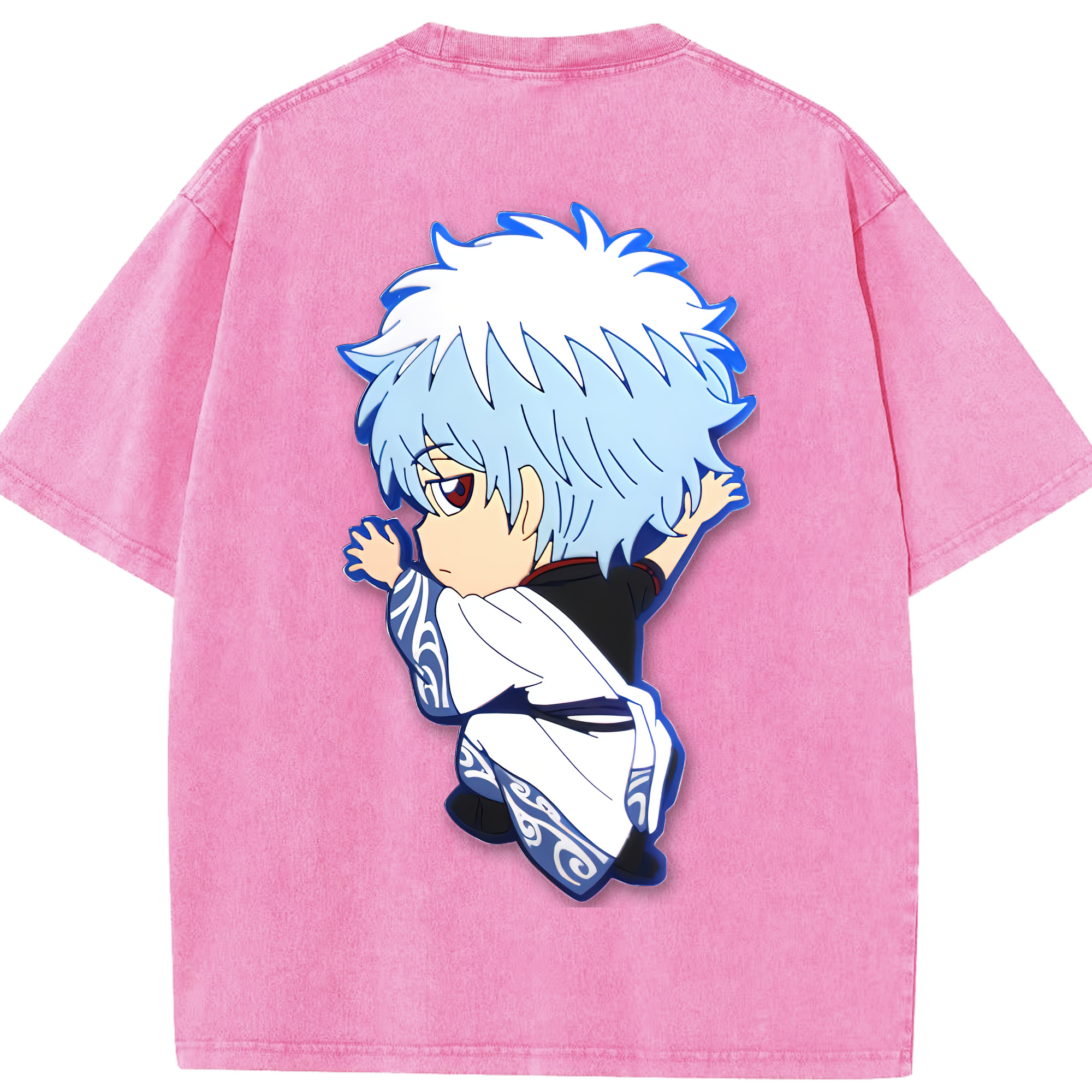 （画像用） ぎんたま 坂田銀時（さかたぎんとき） 神楽 志村新八（しむら しんぱち） GINTAMA Sakata Gintoki Kagura Shimura Shinpachi 綿100% ヴィンテージ風 半袖Tシャツ（背面プリント）
